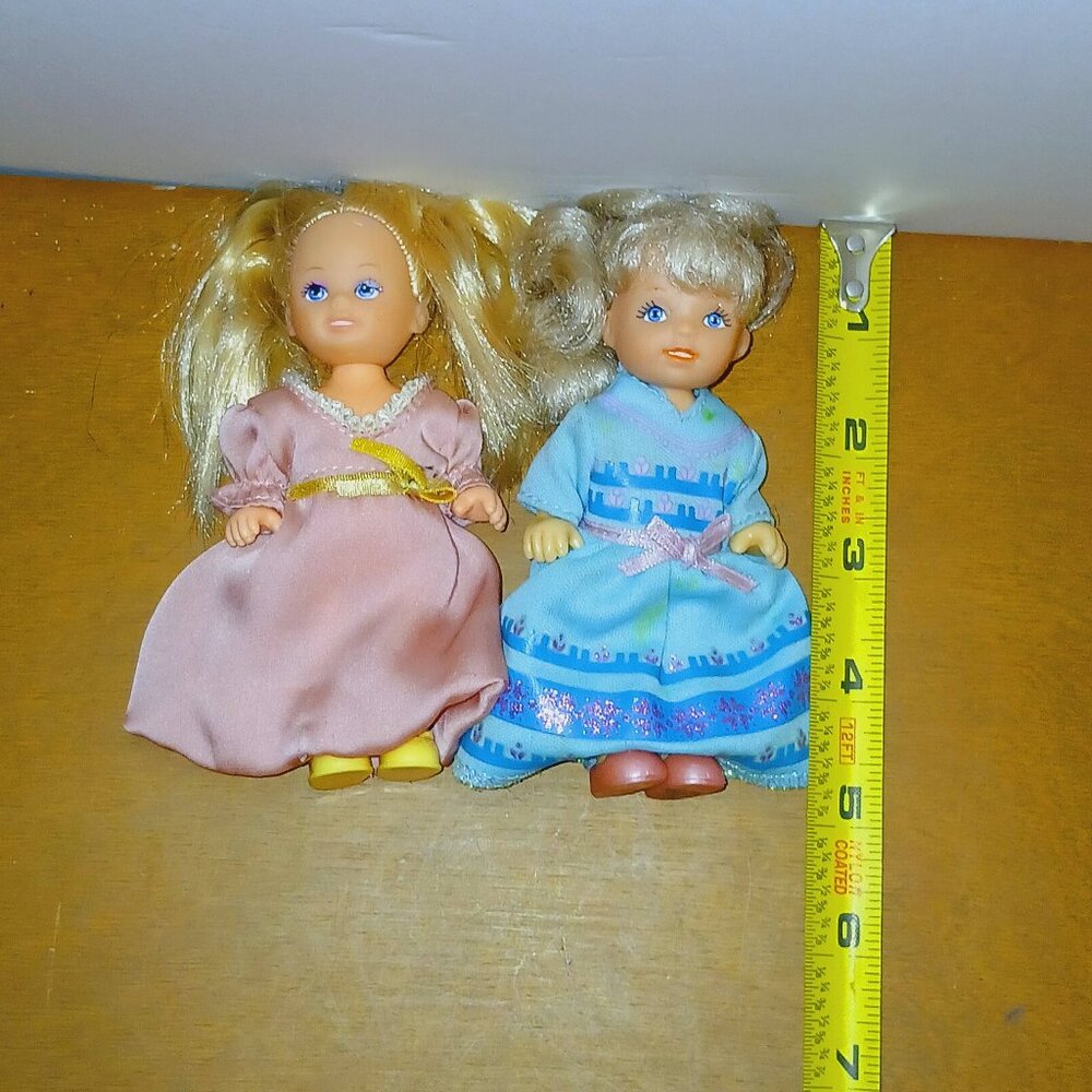 Two small little girl dolls one Simba brand 5 inches with clothes and shoes lot